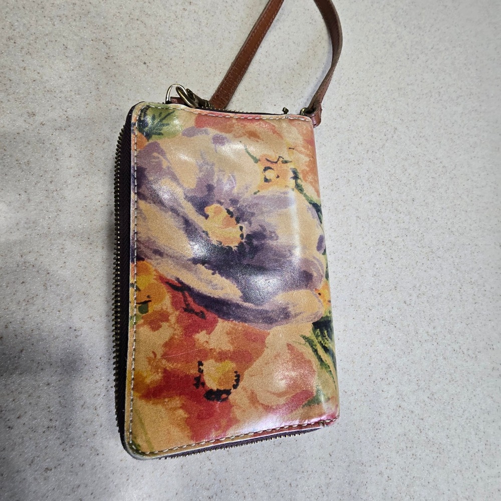 Patricia Nash Floral Leather Crossbody Wallet Bag Kiss Lock Phone Case Purse - Picture 3 of 16